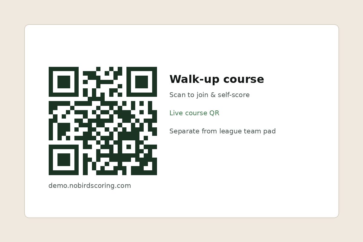 Walk-up course QR code for join and self-score